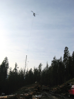 RCC bells returning loaded in a helilogging show.